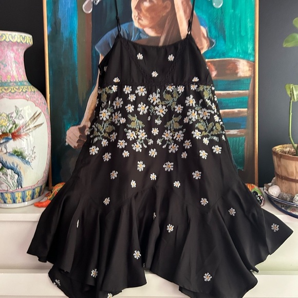 Urban Outfitters Black Floral Mini Dress Medium - Picture 3 of 16